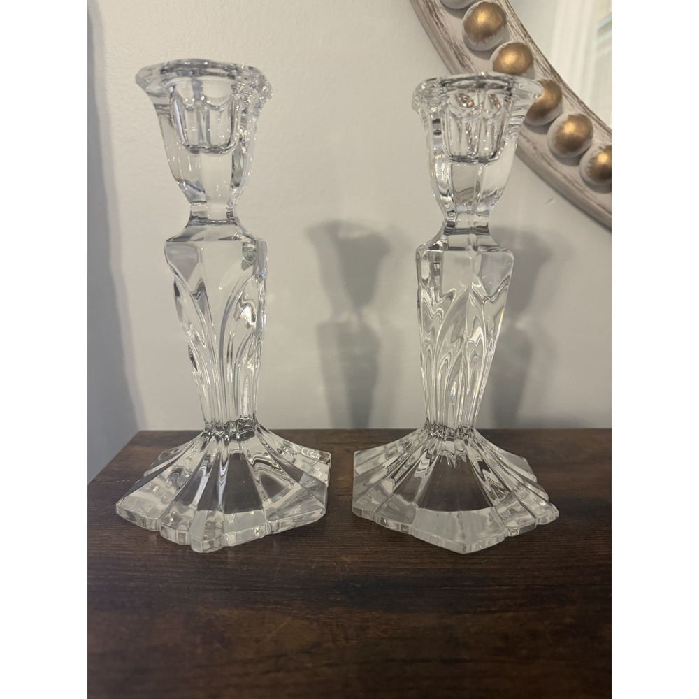 Vintage‎ Fifth Avenue Crystal Palisades Lead Crystal Candlesticks Pair 7"